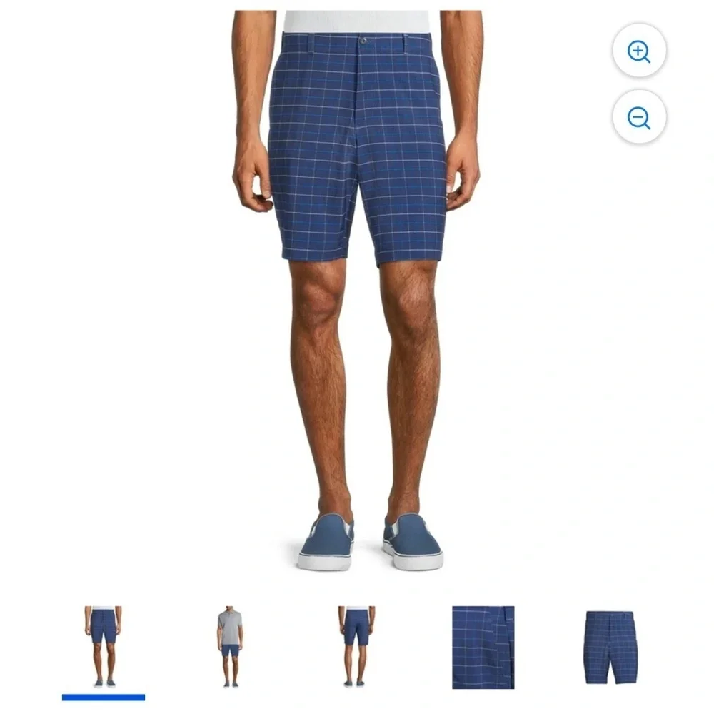 Ben Hogan Plaid Performance Active Stretch Flex Waistband Blue Golf Mens 30